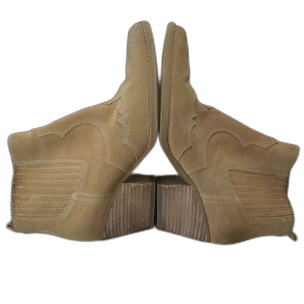 ~ Sam Edelman Suede Leather Ankle Boots Booties Size 8 Tan Camel Brown Sand ~